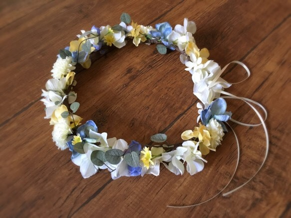 春天色領花冠（淺藍色×黃色） 第2張的照片