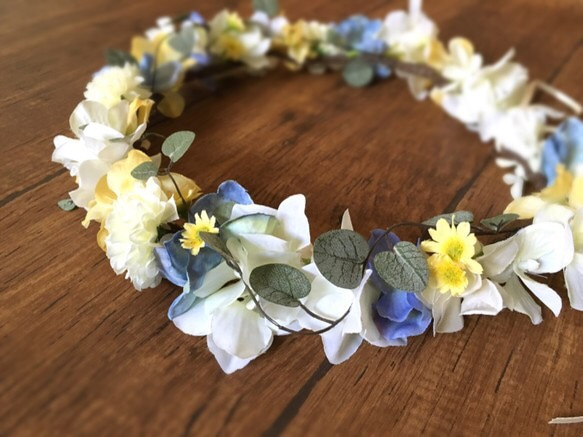 春天色領花冠（淺藍色×黃色） 第3張的照片
