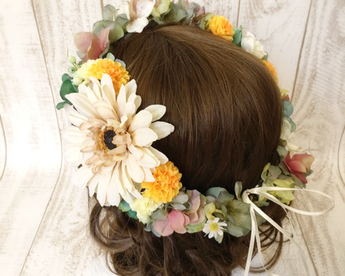 花冠♡ピンク♡ベージュ  リストブーケ 4_2fd86da77ec6a95a721f08b12b6f