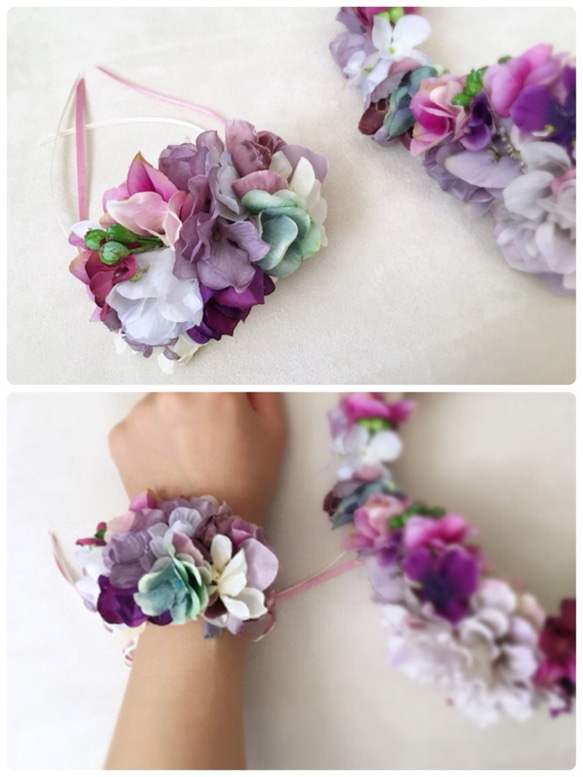 薰衣草和紫色花冠和腕帶2點設置 第3張的照片