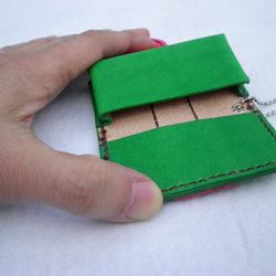 スマートキーケース・タイプD（クリスマス・カラー）：本革：手縫い：手染め 5枚目の画像