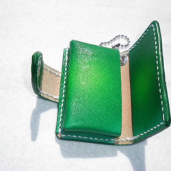 スマートキーケース・タイプE（緑）：本革：手縫い 8枚目の画像