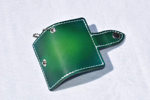 スマートキーケース・タイプE（緑）：本革：手縫い 4枚目の画像