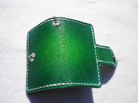 スマートキーケース・タイプE（緑）：本革：手縫い 9枚目の画像