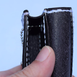 単色本革スマートキーケース（黒）：手縫い：手染め 5枚目の画像