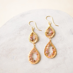 pink & brown mix stone ピアス 1枚目の画像