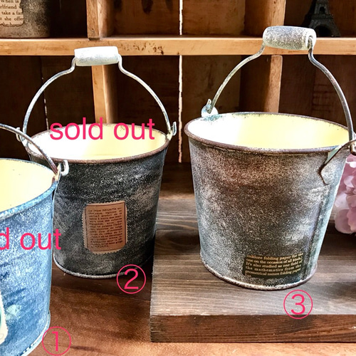 жリメイク缶バケツ型☆No.3ж多肉植物プランター∮ブリキ*錆び風 