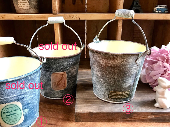 жリメイク缶バケツ型☆No.3ж多肉植物プランター∮ブリキ*錆び風  