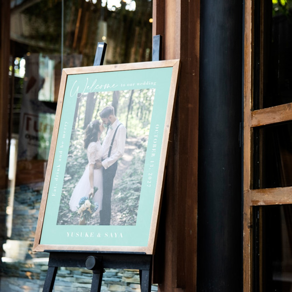 お好きな色でお作りする写真ウェルカムボード  │結婚式 前撮り ティファニーブルー 4枚目の画像