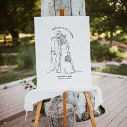 ウェルカムボード 一筆書きラインアート デザイン④ シンプル │ウェディング 結婚式 3枚目の画像