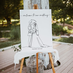 ウェルカムボード 一筆書きラインアート デザイン③ シンプル │ウェディング 結婚式 1枚目の画像