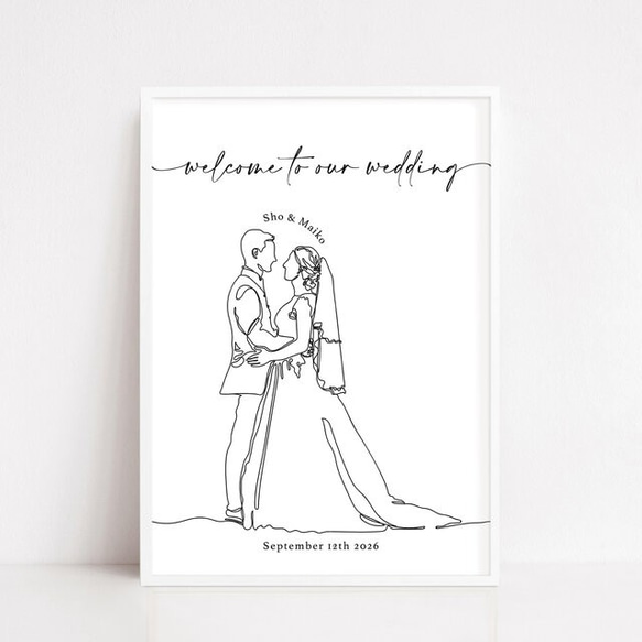 ウェルカムボード 一筆書きラインアート デザイン③ シンプル │ウェディング 結婚式 4枚目の画像