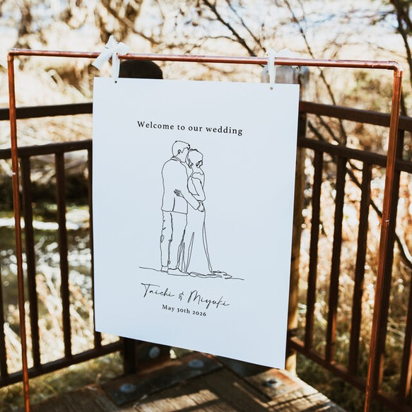 ウェルカムボード 一筆書きラインアート デザイン② シンプル │ウェディング 結婚式 2枚目の画像