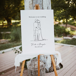 ウェルカムボード 一筆書きラインアート デザイン② シンプル │ウェディング 結婚式 3枚目の画像