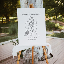 ウェルカムボード 一筆書きラインアート デザイン① シンプル │ウェディング 結婚式 2枚目の画像