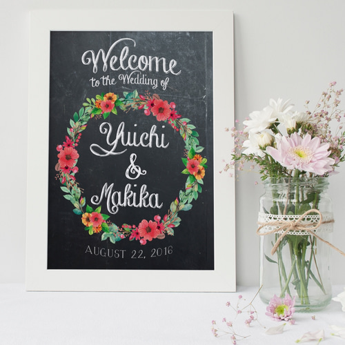 チョークボードフラワー】海外風オーダーメイドウェルカムボード