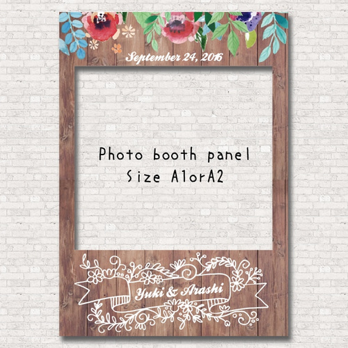 送料無料】セミオーダー 木目調ヴィンテージフラワー フォトブース