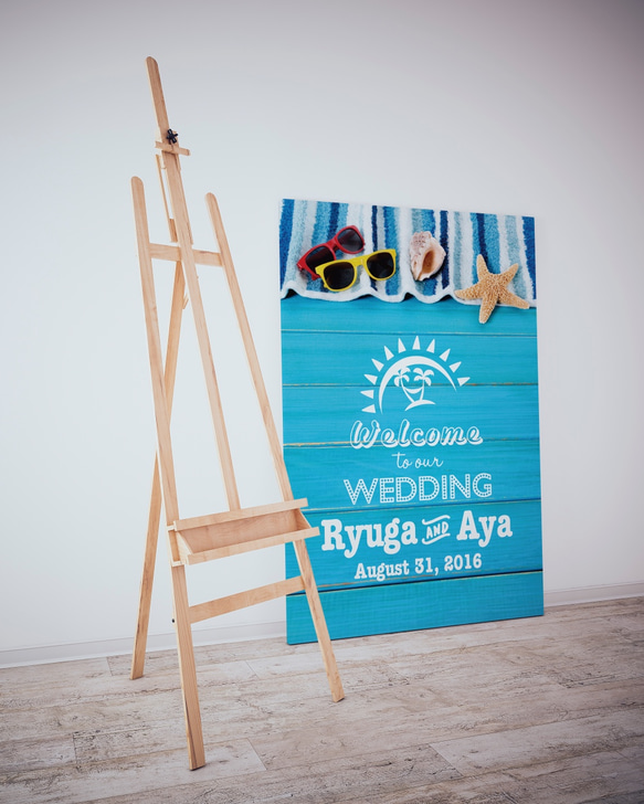 【ビーチウッド2】海外風オーダーメイドウェルカムボード│ポスター 結婚式 インテリア 看板 3枚目の画像