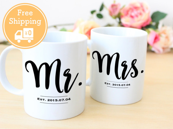 オーダーメイド 名入れペアマグカップ【Mr.&Mrs.】│結婚祝い 2枚目の画像