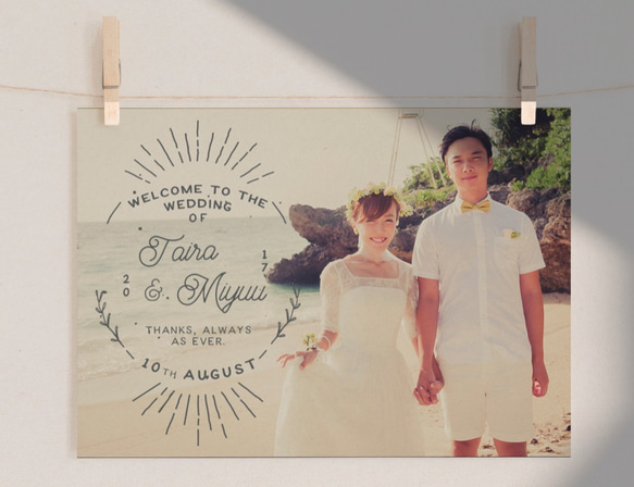 ビンテージ風 イニシャルボード ウェディング 結婚式 お好きな写真で作るヴィンテージ風ウェルカムボード① │ウェディング