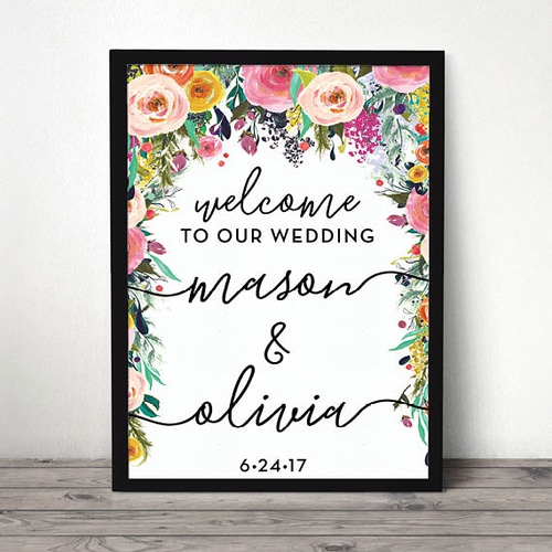 カラフルなウェルカムボード ☆ アメリカ人デザイナーが作る カラフルローズ ウェルカムボード