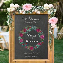 ウェルカムボード │薔薇 バラ 黒板 結婚式 ウェディング ウェルカム