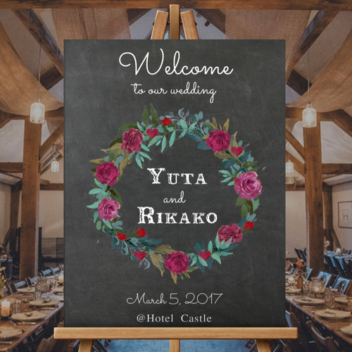 ウェルカムボード │薔薇 バラ 黒板 結婚式 ウェディング