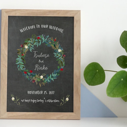 ウェルカムボード│薔薇 バラ 黒板 クリスマス ウェディング