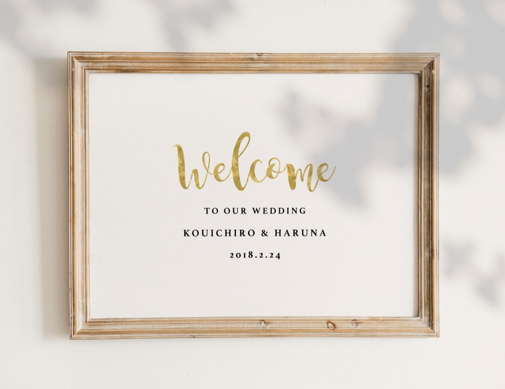 ウェディング ウェルカムボード 金色 金箔のウェルカムボード「イニシャル」 / 結婚式 ウェルカム