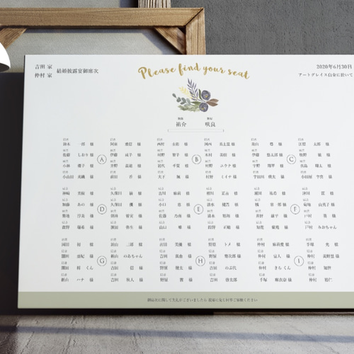 席次表のかわりに♪ マスタードグレープ シーティングチャート  