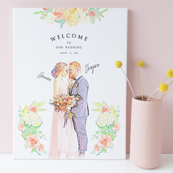 色鉛筆 ペールカラー 似顔絵ウェルカムボード│結婚式 ウェルカム