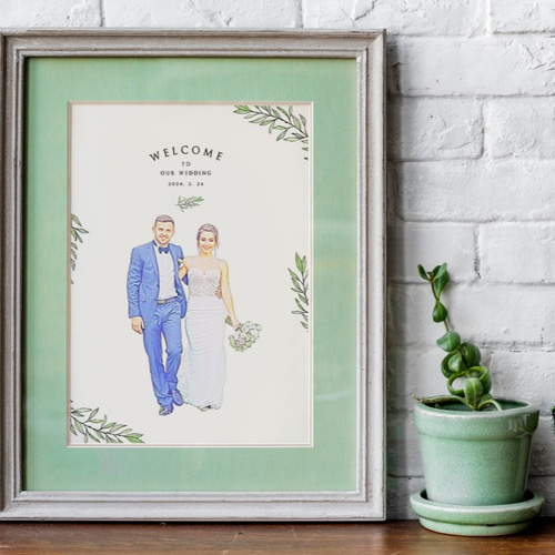 似顔絵ウェルカムボード ボタニカル│結婚式 ウェルカムボード 似顔絵ウェルカムボード ボタニカル│結婚式 ウェルカムボード