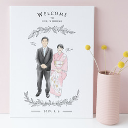 【一時受付休止中】似顔絵ナチュラルウェルカムボード │結婚式 結婚祝い 2枚目の画像