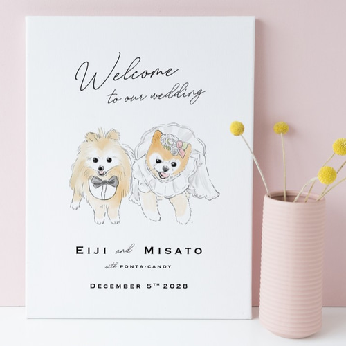 一時受付休止中】ペットが可愛い花嫁花婿さんに大変身♡うちの子似顔絵