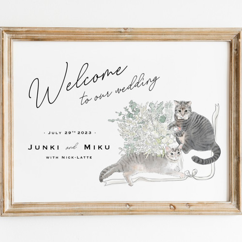 ペット　似顔絵　うちの子　グッズ　フォトフレーム　ウェルカムボード ペットの写真でオリジナルアートポスターフレーム (似顔絵