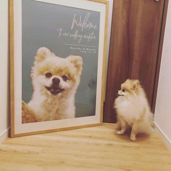 ペットの写真で作る 水彩画風ウェルカムボード│結婚式 犬 猫