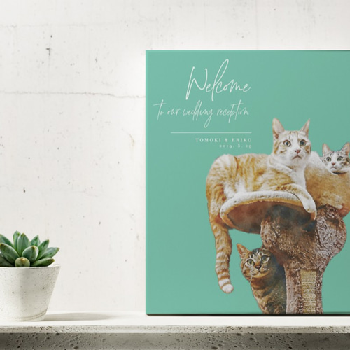 ペットの写真で作る 水彩画風ウェルカムボード│結婚式 犬 猫