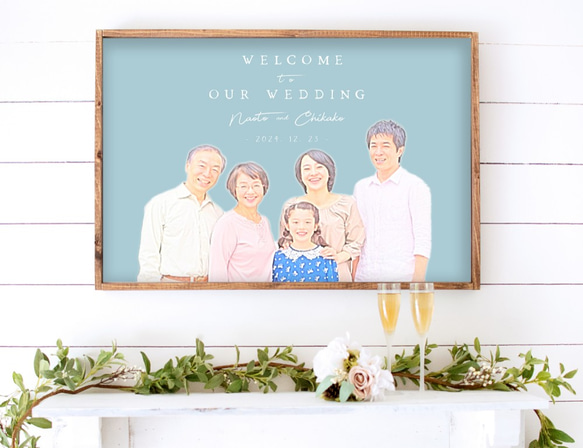 家族の似顔絵風 ウェルカムボード │両親贈呈 結婚式 5枚目の画像
