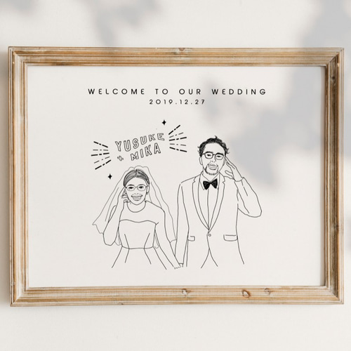 雑誌風♪おしゃれ似顔絵ウェルカムボード │ウェディング 結婚