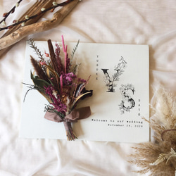 【セミオーダー】フラワーウェルカムボード イニシャル ピンク │結婚式 2枚目の画像