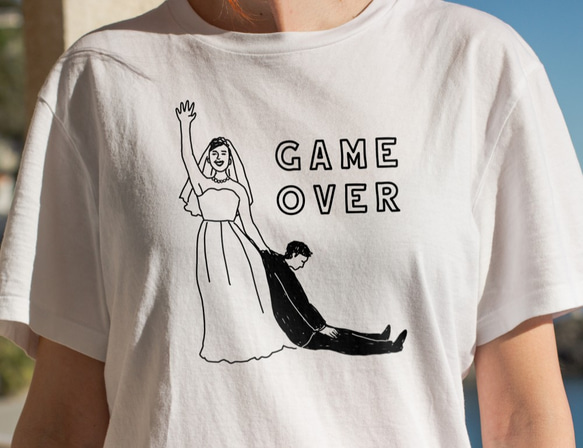 新郎新婦 ペアTシャツ【GAME OVER】 │ 結婚 ウェディング 前撮り 4枚目の画像