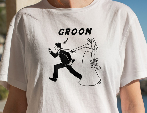 Bride&Groom お揃いTシャツ 2枚セット │ 結婚祝い ウェディング 前撮り ペアT 2枚目の画像