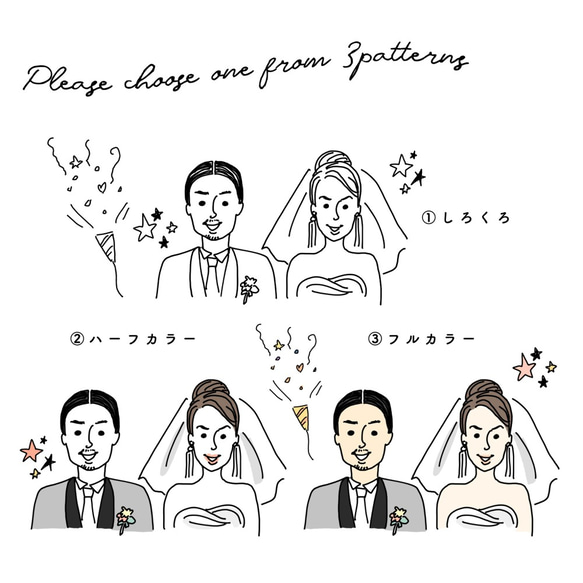 おしゃれ似顔絵ウェルカムボード │ウェディングパーティー 結婚式 結婚祝い 4枚目の画像