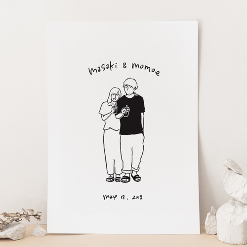 似顔絵ウェルカムボード │ 結婚祝い おしゃれ似顔絵 POPEYE カップル