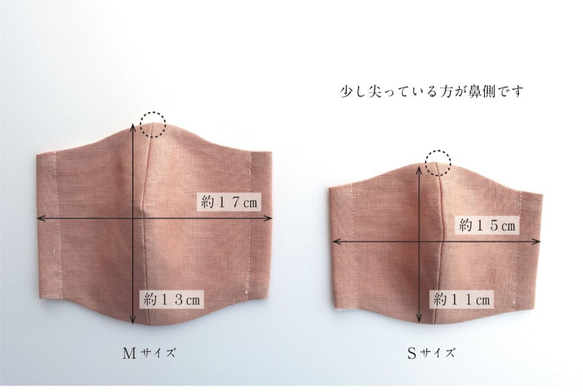 リネン 布マスク 【ベージュピンク・Mサイズ】 女性サイズ レディース 夏 4枚目の画像