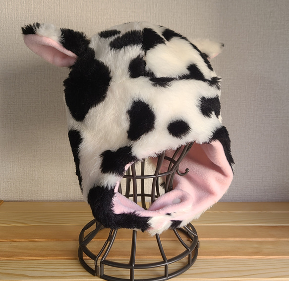 うしくん様オーダー品 うし柄耳あて帽子58 年賀状 帽子(ベビー・キッズ 