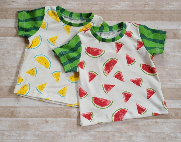 スイカ柄Tシャツ110 子供服 CROWN BEAT 通販｜Creema(クリーマ  