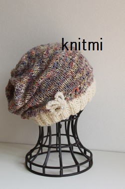 【たっぷりベレー帽】モヘア＆ウール&カシミア★ベレー帽★コサージュ付