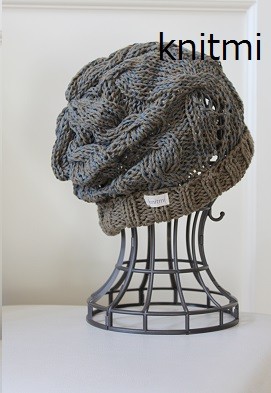 【しめつけないコットンのたっぷりアランニット帽】 綿＆シルク100％　カーキmix　アースカラー 4,779円