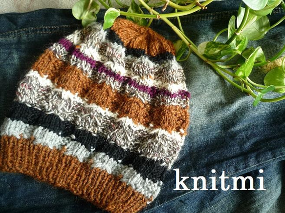 【しめつけない】耳もかくれて暖か 北欧ウール100% ニット帽子★男女兼用★グレー・ブラウン 1枚目の画像